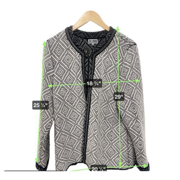 JM Collection‎ Women Cardigan Sweater Size X-Large White Black Accent Trim Open - Picture 4 of 11